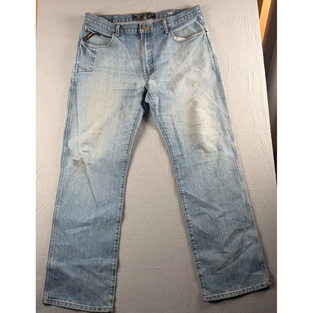Ariat Rebar M4 Relaxed Boot DuraStretch Jeans Mens 38x34 Blue Carbine Work